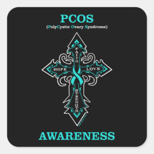 Sticker Carré PCOS Cross/Warrior...PCOS