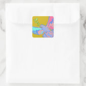 Sticker Carré Peace colombe Pop art en jaune ocre (Sac)