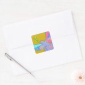 Sticker Carré Peace colombe Pop art en jaune ocre (Enveloppe)