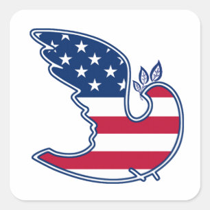 Sticker Carré Peace Dove US Patriotic Design