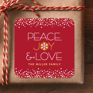 Sticker Carré Peace Jove Love Bold Modern Holiday Snowflake Roug