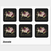 Sticker Carré Peace Love and Joy Winter Bouquet Black Holiday (Feuille)