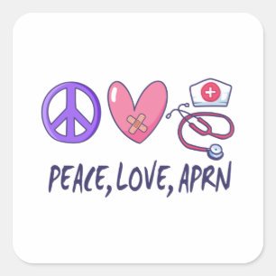 Sticker Carré Peace Love APRN
