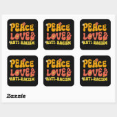 Sticker Carré Peace Love et Anti-Racisme (Feuille)