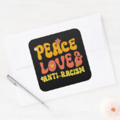 Sticker Carré Peace Love et Anti-Racisme (Enveloppe)
