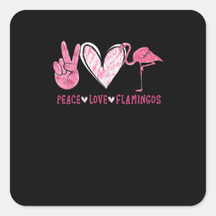 Sticker Carré Peace Love Flamingo Flamingo Lover