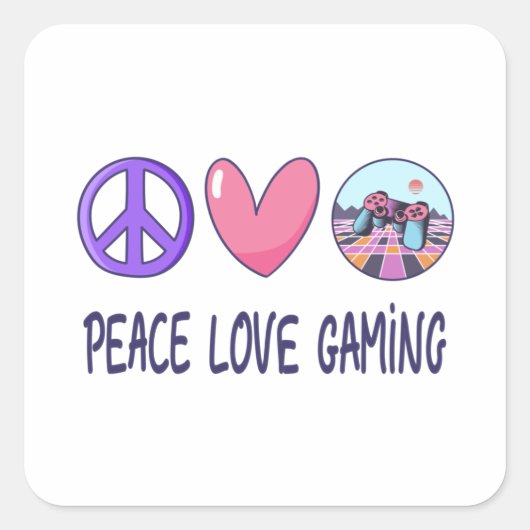Sticker Carré Peace Love Gaming (Devant)