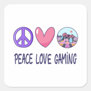 Sticker Carré Peace Love Gaming