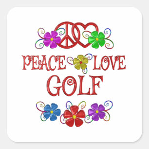 Sticker Carré Peace Love Golf