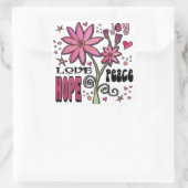 Sticker Carré Peace Love Hope and Flowers (Sac)