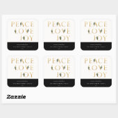 Sticker Carré Peace Love Joy Golden Botanical Holiday (Feuille)