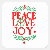 Sticker Carré Peace Love Joy Noël Festive Holiday (Devant)