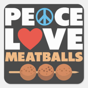 Sticker Carré Peace Love Meatballs : L'Ode Quirky à Savory Delor