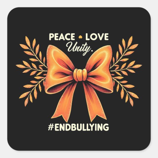 Sticker Carré Peace Love Unity End Violence (Devant)