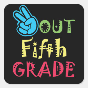 Sticker Carré Peace Out - 5e année d'études Dernière journée