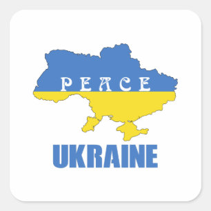 Sticker Carré Peace Ukraine - Soutenez la paix et l'amour