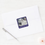 Sticker Carré Peaceful New Year Cute Dog Photo with Dad Blue (Enveloppe)