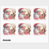 Sticker Carré Peaceful Personalized Santa Rudolph Christmas  (Feuille)
