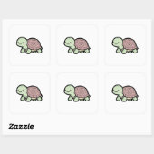 Sticker Carré Peaceful Turtle – Cute Kawaii Animal Illustration (Feuille)
