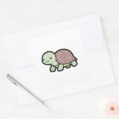 Sticker Carré Peaceful Turtle – Cute Kawaii Animal Illustration (Enveloppe)