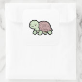 Sticker Carré Peaceful Turtle – Cute Kawaii Animal Illustration (Sac)