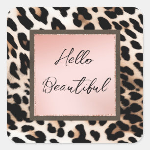 Sticker Carré Peach Black Cream Leopard