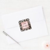 Sticker Carré Peach Black Cream Leopard (Enveloppe)