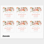 Sticker Carré Peach Delicate Floral Graduation Party (Feuille)