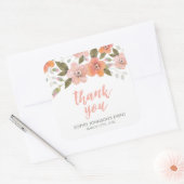 Sticker Carré Peach Delicate Merci Floral (Enveloppe)