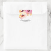 Sticker Carré Peach et rose aquarelle Mariage floral (Sac)