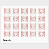 Sticker Carré Peach Floral Heart Modern Party (Feuille)