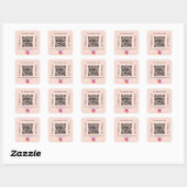 Sticker Carré Peach nom d'entreprise qr code instagram (Feuille)