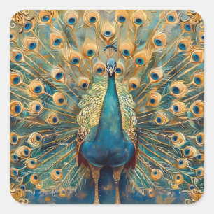 Sticker Carré Peacock Art Nouveau