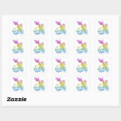 Sticker Carré Peacock avec roses (Feuille)