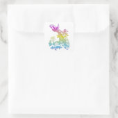 Sticker Carré Peacock avec roses (Sac)