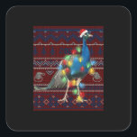 Sticker Carré Peacock Christmas<br><div class="desc">Peacock Christmas</div>