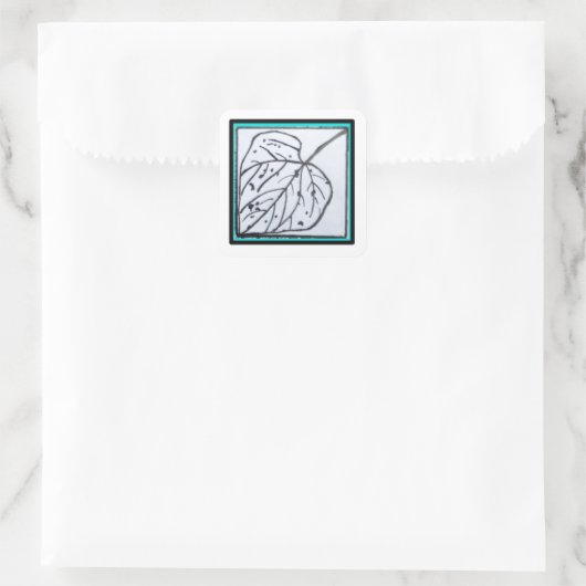 Sticker Carré Peacock & Leaf series - Leaf Sq Seal Turquoise (Sac)