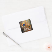 Sticker Carré Peacock plumes perles luxe élégants plumes (Enveloppe)