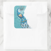 Sticker Carré Peacock sur l'illustration Turquoise (Sac)