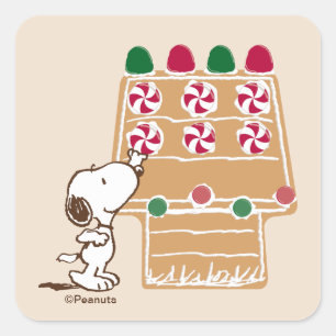 Sticker Carré Peanuts   Maison en pain d'épices de Snoopy