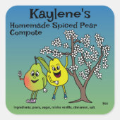 Sticker Carré Pear Pals Drôle Cartoon Sauce Pie et plus (Devant)