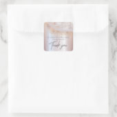 Sticker Carré Pearl rose or marbre agate calligraphie merci (Sac)