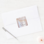 Sticker Carré Pearl rose or marbre agate calligraphie merci (Enveloppe)