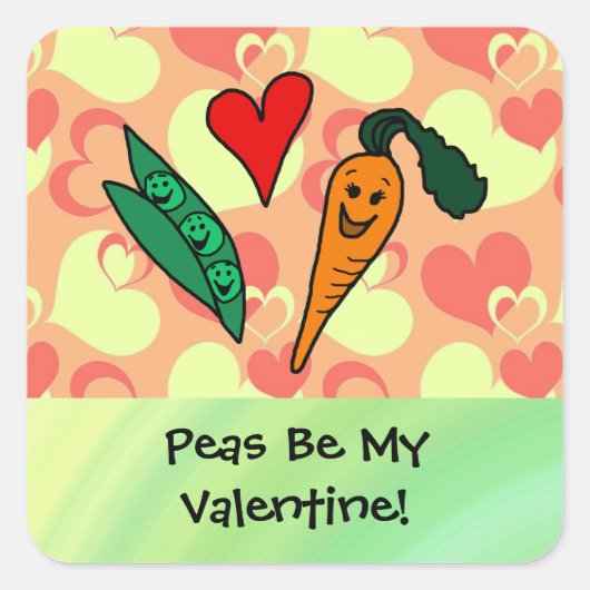 Sticker Carré Peas Be My Valentine (Devant)