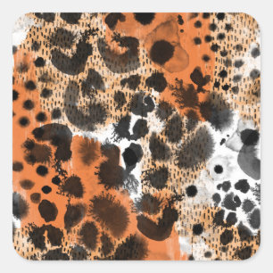 Sticker Carré Peau animale : motif léopard créatif.