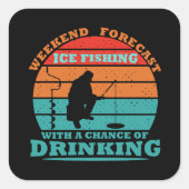 Sticker Carré Pêche à la glace drôle (Devant)