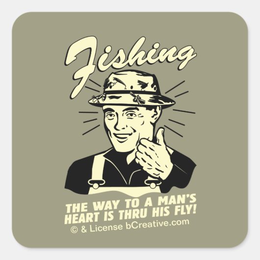 Sticker Carré Pêche : À travers sa mouche (Devant)
