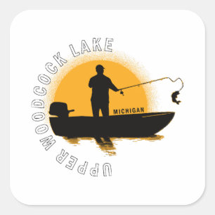 Sticker Carré Pêche au lac Michigan