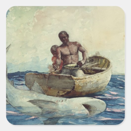 Sticker Carré Pêche au requin, 1885 (Devant)