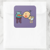 Sticker Carré Pêche Baisers Orange Golde poisson (Sac)